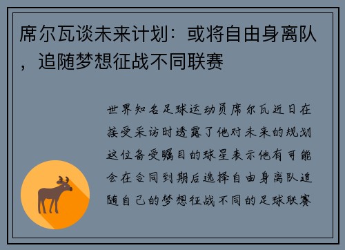 席尔瓦谈未来计划：或将自由身离队，追随梦想征战不同联赛
